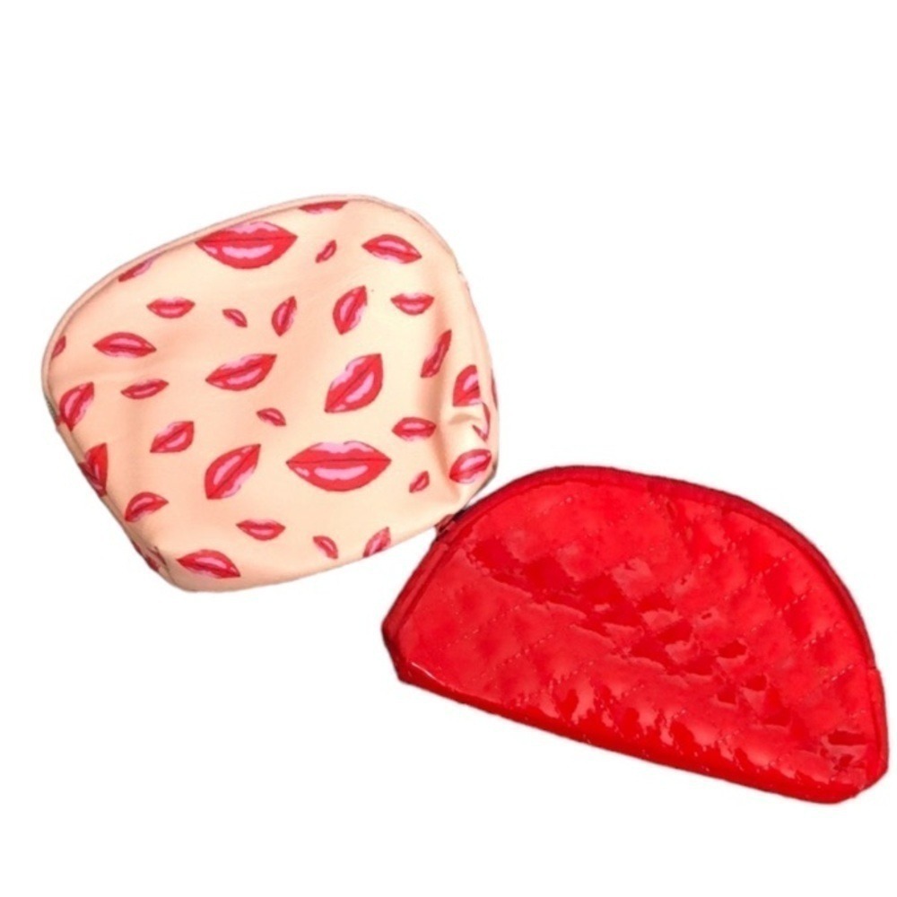 Cosmetic‎ Bags Set Makeup Bag Travel Pouch Red Lips Print